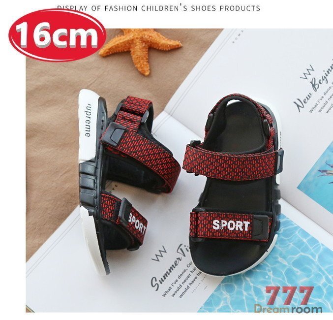 kids 幾何学総柄 サンダル 【レッド 16cm】 韓国子供服 キッズ ブーツ 子供用 女の子拍卖