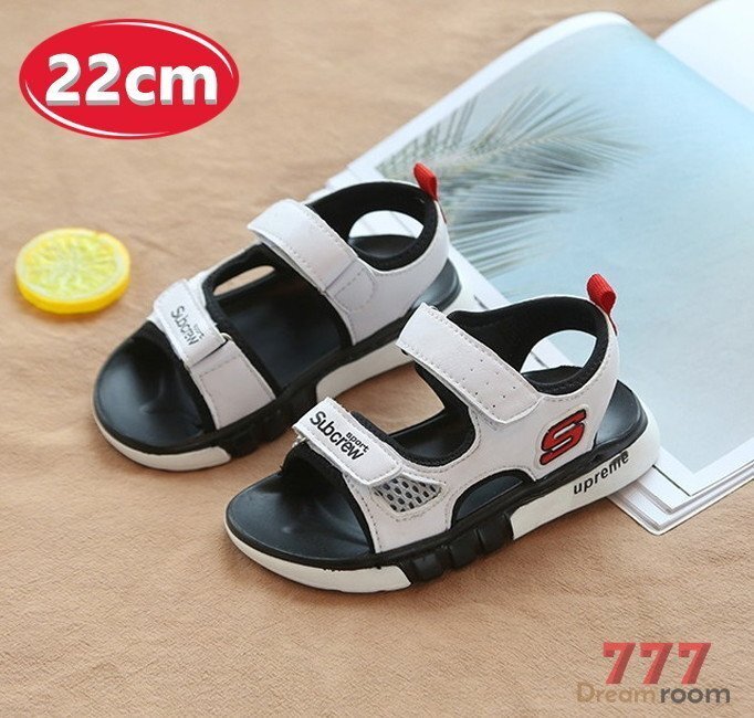 kids 滑り止め付き!ポイントロゴ スポーティー サンダル 【ホワイト 22cm】 韓国子供服 キッズ ビーチサンダル 子供用 女の子拍卖