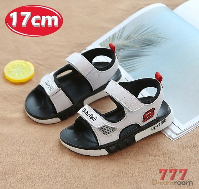 kids 滑り止め付き!ポイントロゴ スポーティー サンダル 【ホワイト 17cm】 韓国子供服 キッズ ビーチサンダル 子供用 女の子拍卖