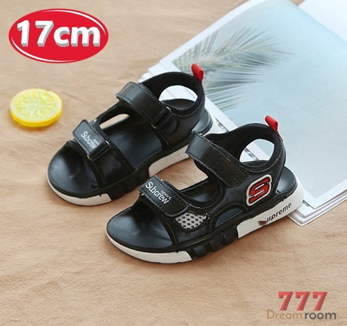 kids 滑り止め付き!ポイントロゴ スポーティー サンダル 【ブラック 17cm】 韓国子供服 キッズ ビーチサンダル 子供用 女の子拍卖