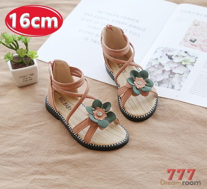 kids 一輪フラワー 編み上げ サンダル 【ピンク 16cm】 韓国子供服 キッズ ビーチサンダル フォーマル 女の子拍卖