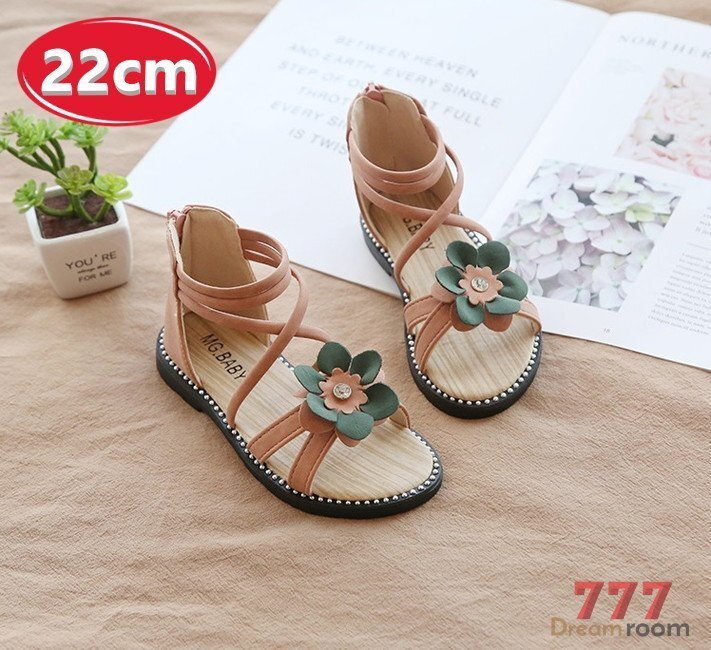 kids 一輪フラワー 編み上げ サンダル 【ピンク 22cm】 韓国子供服 キッズ ビーチサンダル フォーマル 女の子拍卖