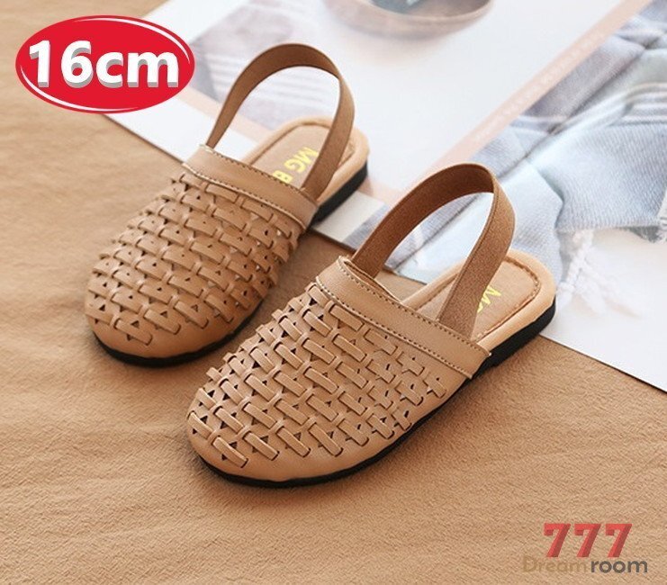 summer メッシュ編み込み スリッポン 【キャメル 16cm】 韓国子供服 キッズ ビーチサンダル 子供用 女の子拍卖