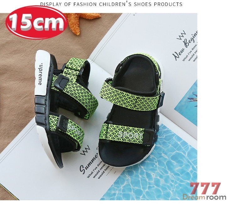 kids 幾何学総柄 サンダル 【グリーン 15cm】 韓国子供服 キッズ ブーツ 子供用 女の子拍卖