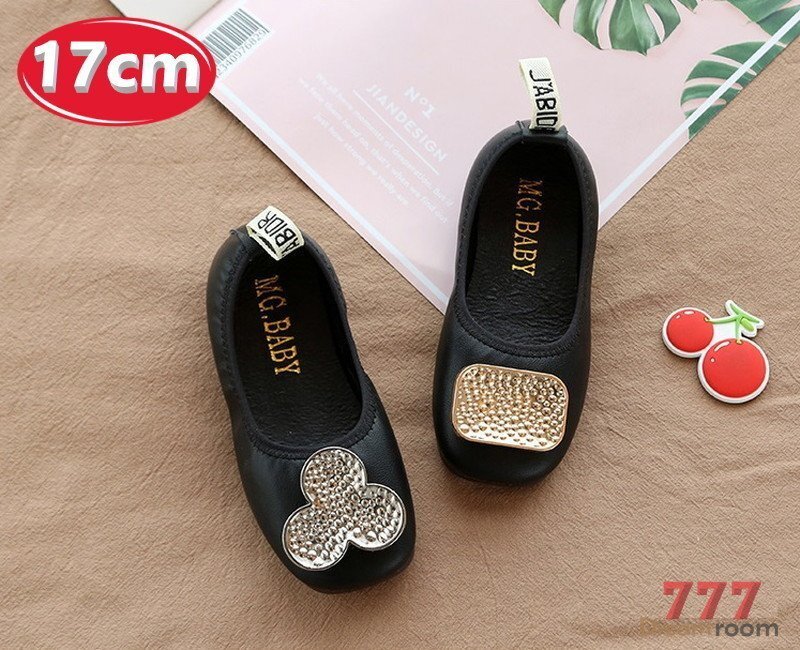 バックルプレート トゥシューズ バレエシューズ【ブラック 17cm】 韓国子供服 キッズ フォーマル 女の子拍卖