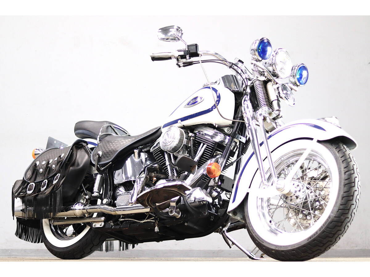 ハーレー FLSTS 1997y 後期EVO 1340cc ストックスタイル フィッシュテールマフラー SUエアクリ PMキャリパー SUエアクリ ダイナS ETC拍卖