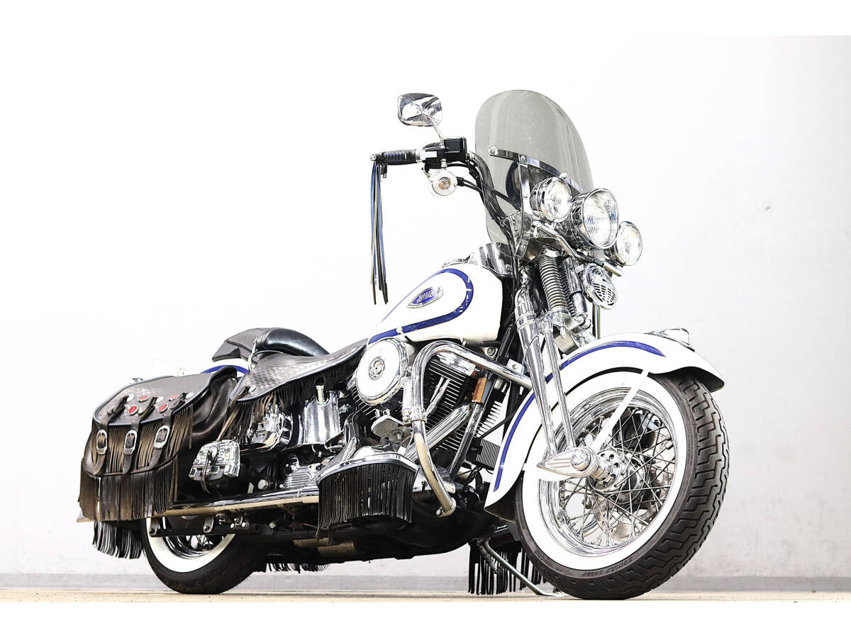 ハーレー FLSTS ヘリテイジスプリンガー 1997y 後期EVO ストックスタイル シャークテールマフラー ウインドシールド OP多数 ETC 検8/1拍卖