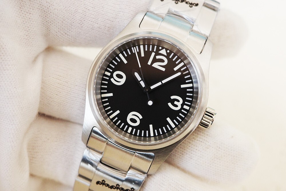 ♪新品 ノーロゴ ミリタリーウォッチ 36mm TMI セイコーインスツル製自動巻き NH35 ステンレス無垢ブレス拍卖