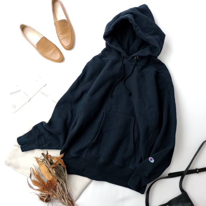 Champion チャンピオン「着こなしが断然こなれる♪」リバースウィーブ プルオーバー パーカー M ブラック系(10Y+3843)拍卖