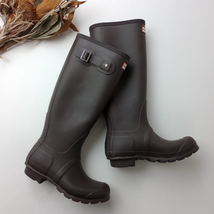 HUNTER ハンター「私の大切な相棒♪」レインブーツ オリジナルトール 37 ダークブラウン系 (25Y+2422)☆拍卖