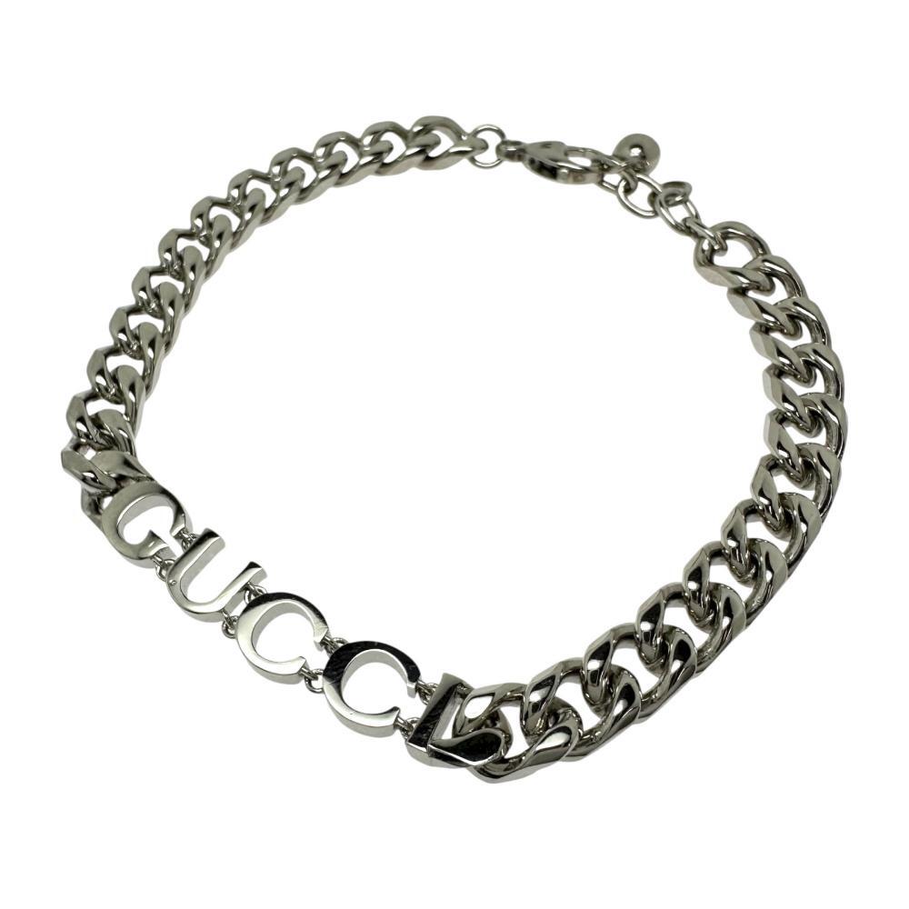 GUCCI/グッチ ロゴ 喜平型 ブレスレット メタル 15.3g 17.5cm M シルバー ユニセックス拍卖