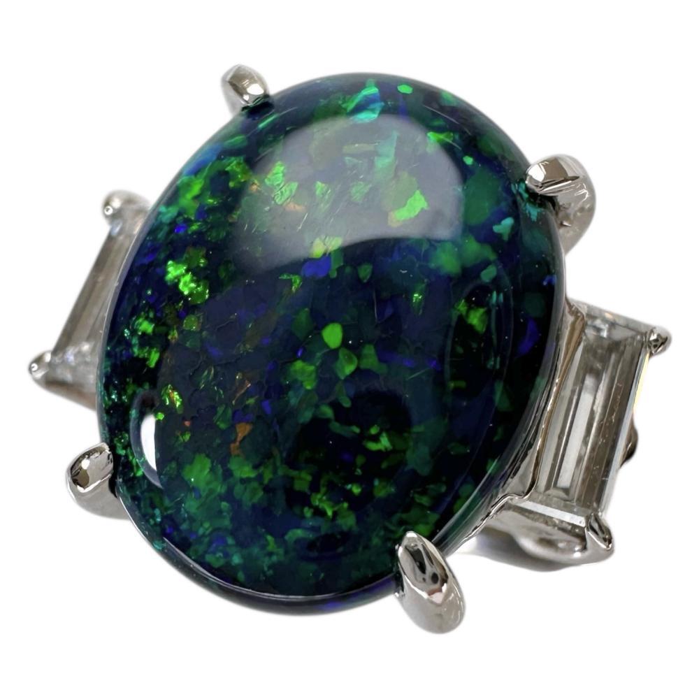 10号 ブラックオパール 2.394ct ダイヤモンド 0.40ct リング・指輪 Pt900プラチナ 6.9g レディース拍卖