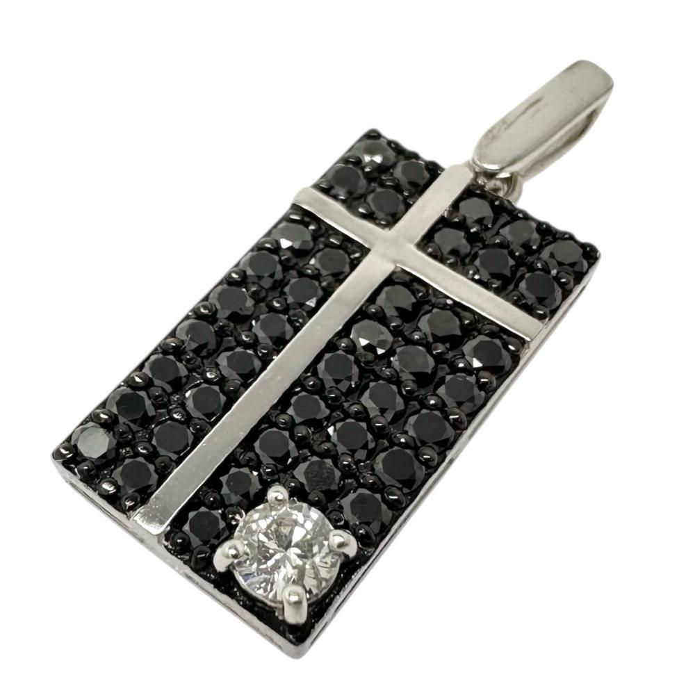 ダイヤモンド/ブラックダイヤモンド 計1.20ct ペンダントトップ K18WGホワイトゴールド 3.7g レディース拍卖