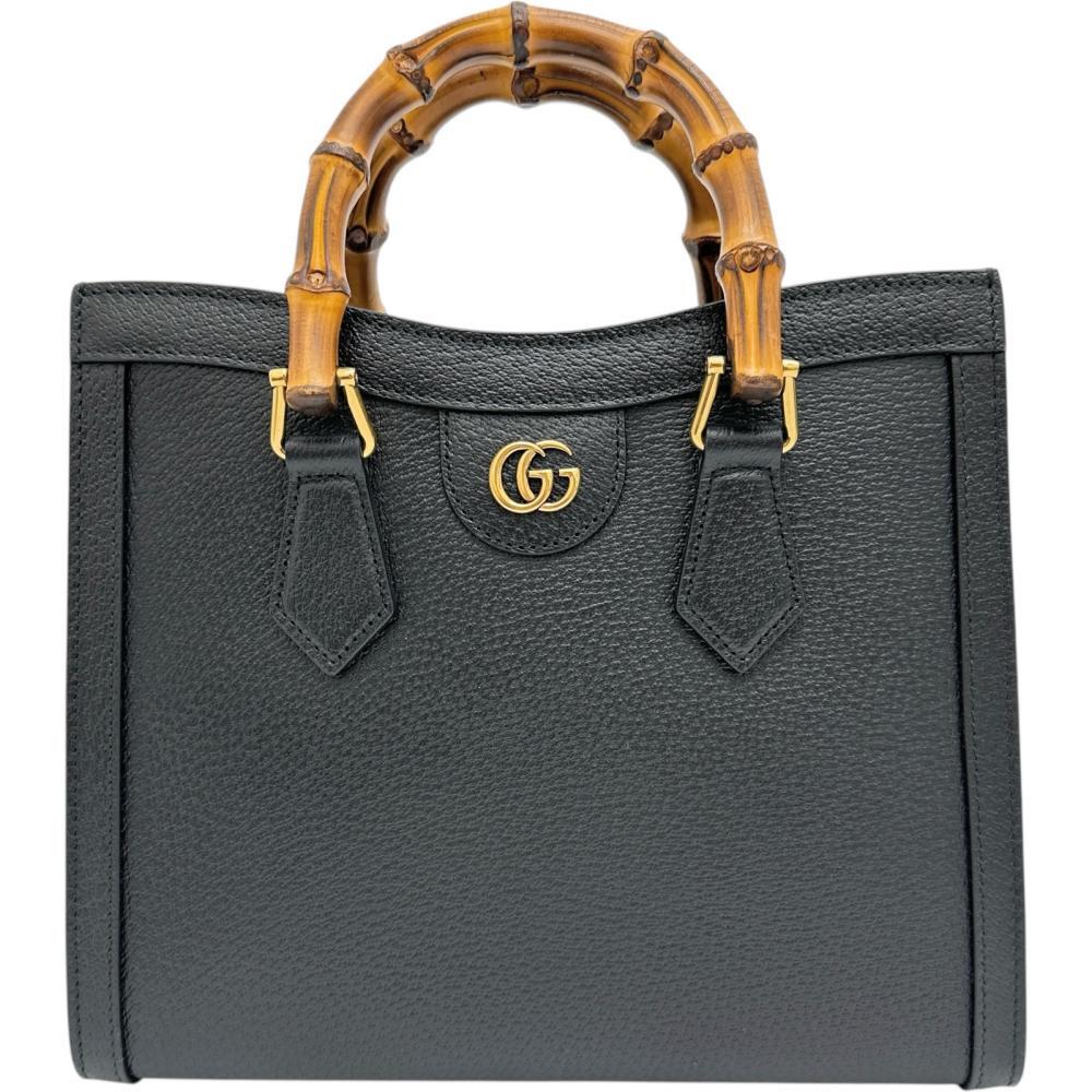 GUCCI/グッチ ダイアナ スモール 702721 2WAYショルダーバッグ ハンドバッグ レザー/バンブー ブラック レディース拍卖