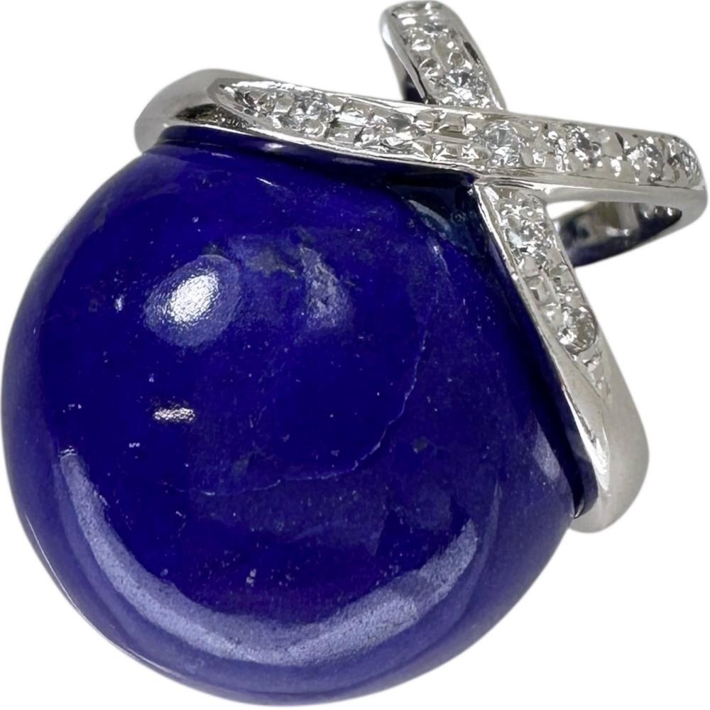 ラピスラズリ 17.9mm ダイヤモンド 計0.11ct ペンダントトップ Pt900プラチナ 12.9g レディース拍卖