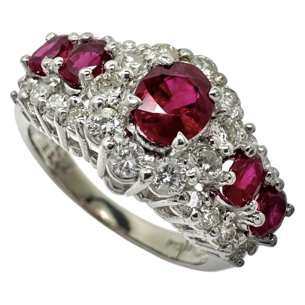 11号 ルビー 計1.44ct ダイヤモンド 計0.73ct リング・指輪 Pt900プラチナ 6.6g レディース拍卖