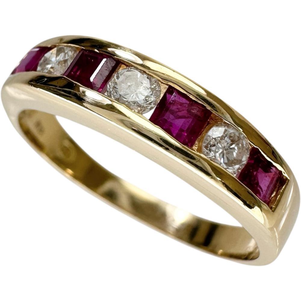 19号 ルビー 計0.56ct ダイヤモンド 計0.26ct リング・指輪 K18ゴールド 3.7g レディース拍卖