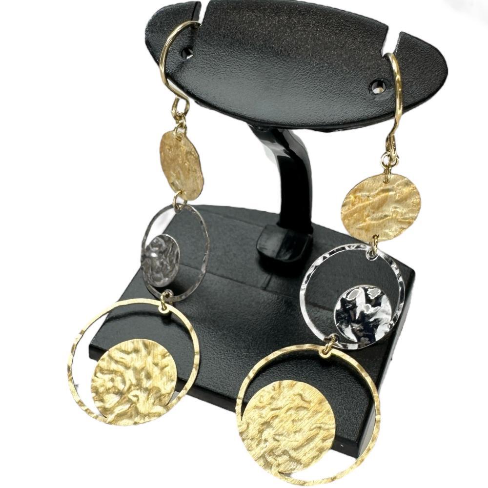 3連サークル ピアス K18YGイエローゴールド/K18WGホワイトゴールド 2.0g レディース拍卖