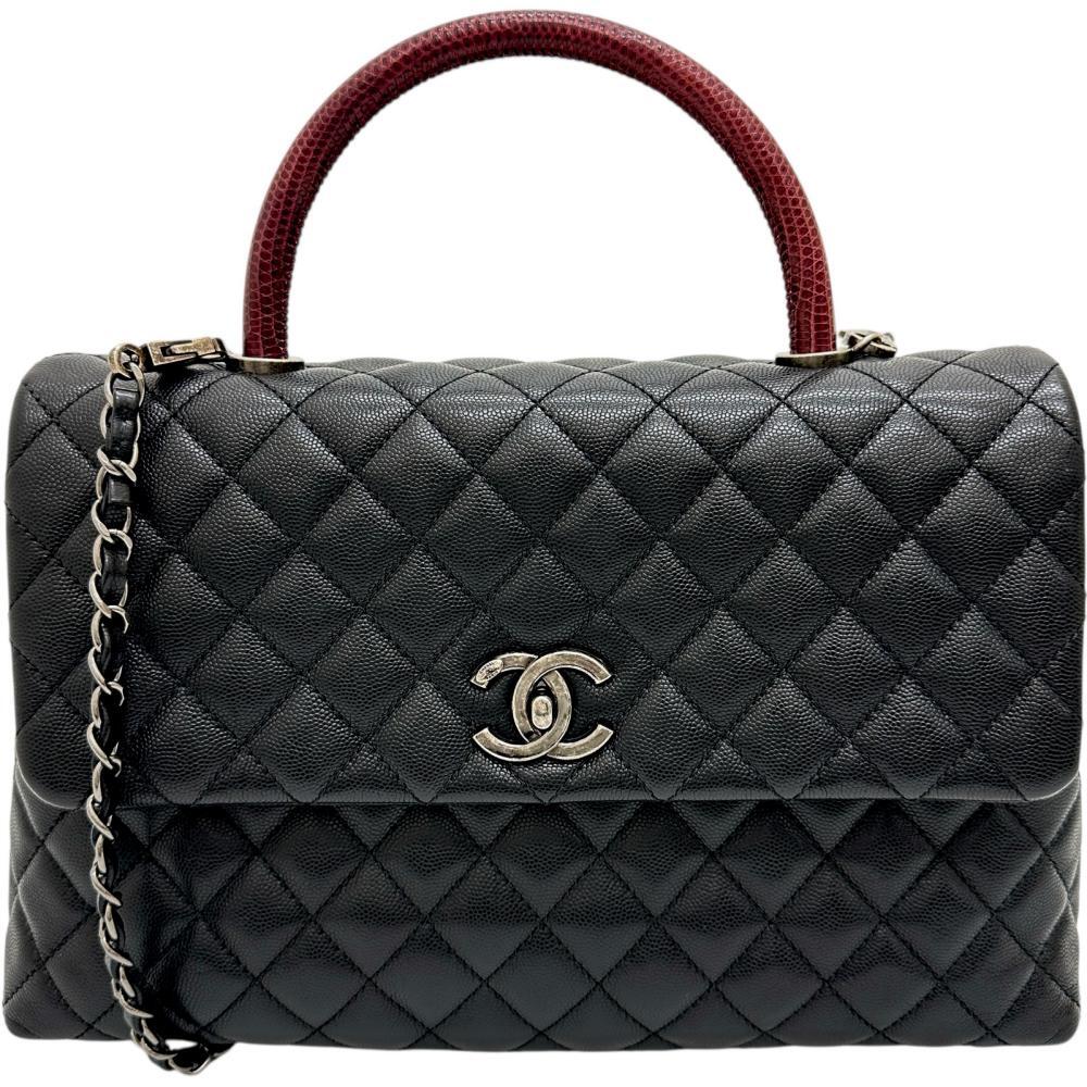 CHANEL/シャネル ココハンドル32 2WAYバッグ リザード ハンドバッグ キャビアスキン ブラックレザー/シルバー金具 レディース拍卖