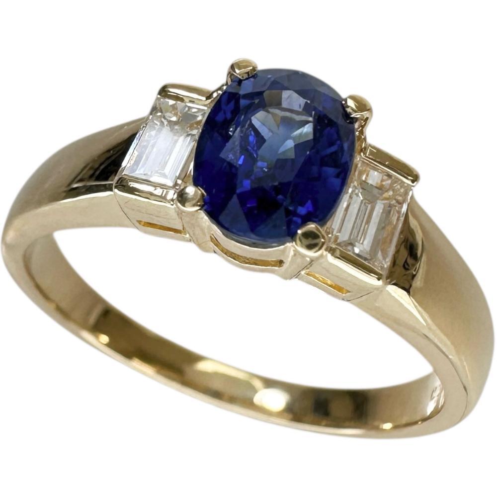 13号 サファイア 1.018ct ダイヤモンド 0.32ct リング・指輪 K18ゴールド 4.1g レディース拍卖