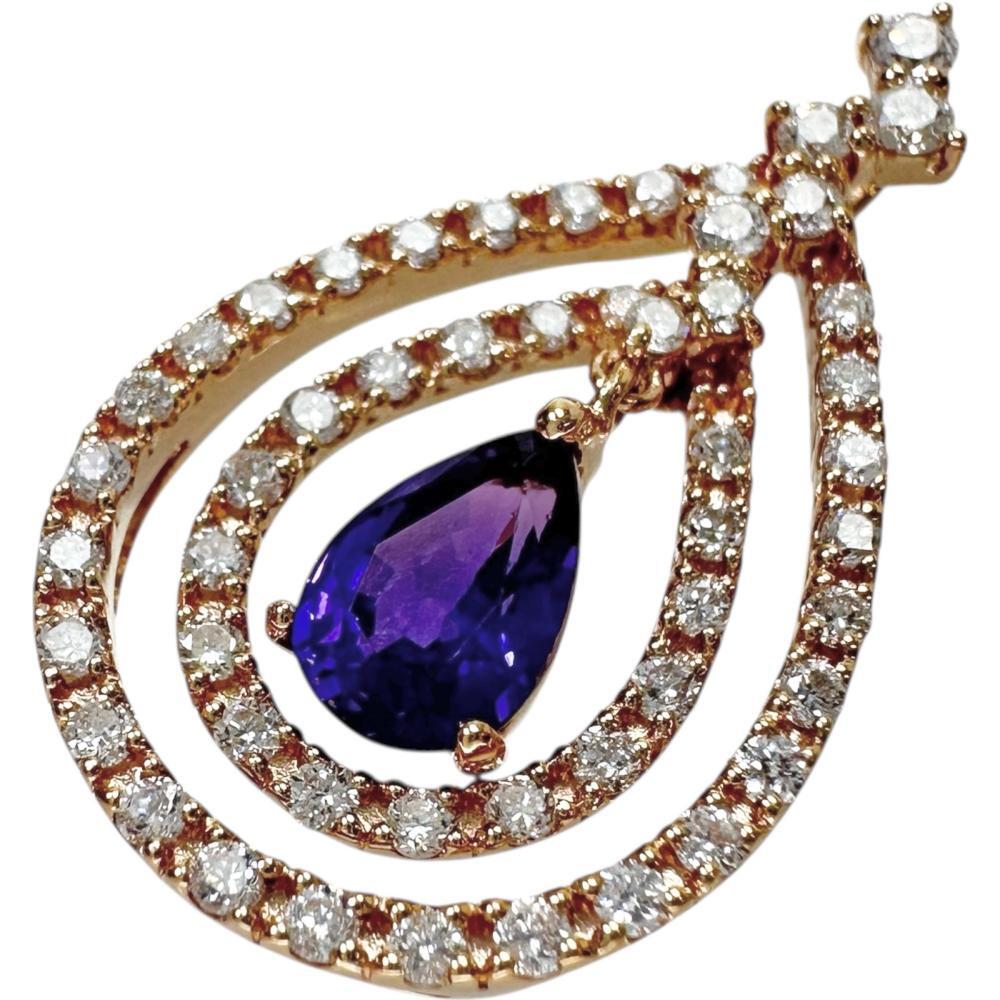 カラーチェンジサファイア 0.608ct ダイヤモンド 0.33ct ペンダントトップ K18ゴールド 1.8g レディース拍卖