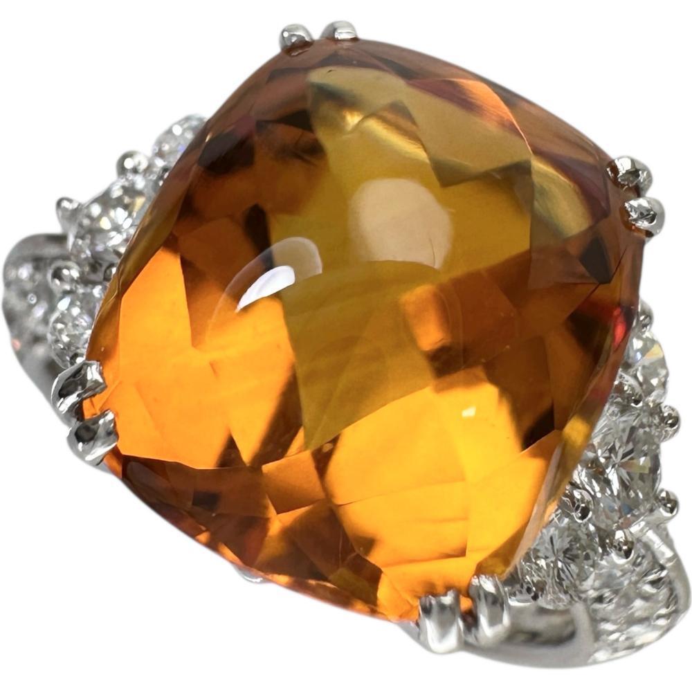10号 シトリン 5.79ct ダイヤモンド 0.68ct リング・指輪 Pt900プラチナ 7.7g レディース拍卖