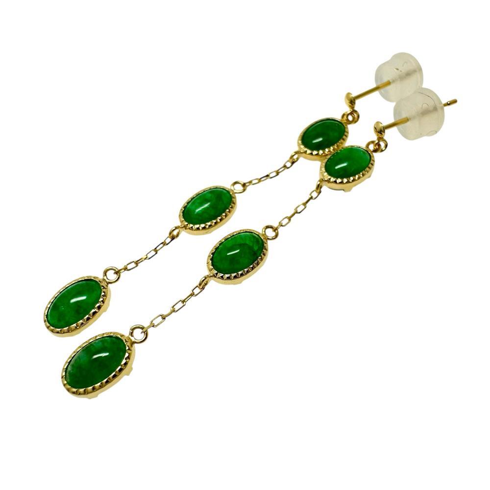 カボションエメラルド 計3.07ct ピアス K18ゴールド 1.4g レディース拍卖