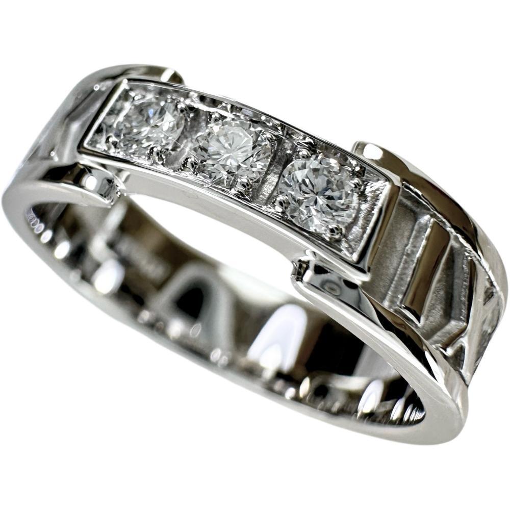 12号TIFFANY&Co./ティファニー アトラス 3Pダイヤモンド リング・指輪 K18WGホワイトゴールド 5.1g レディース拍卖