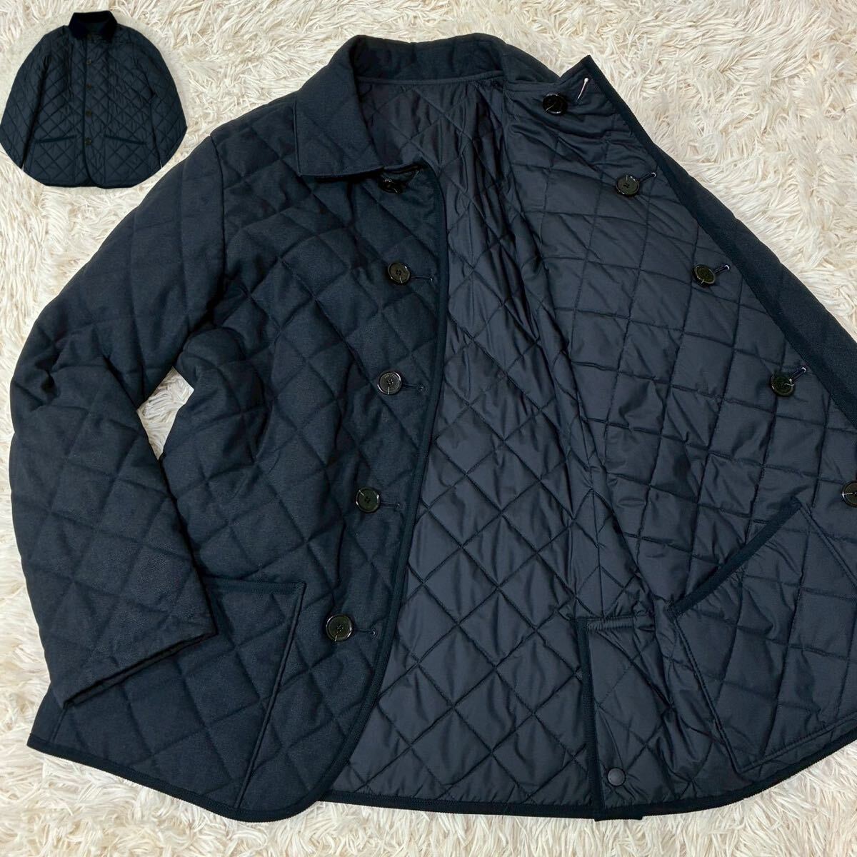 極美品 XLサイズ Macintosh キルティング コート リバーシブル ウール メンズ ビジネス ブラック 42 三陽商会 ジャケット 秋冬 アウター拍卖