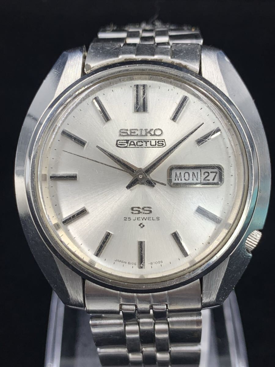 美品 レア 希少 動作品 SEIKO 5ACTUS SS 25 JEWELS 6106-8460 セイコー 5アクタス デイデイト 25石 自動巻き 腕時計 純正ベルト拍卖