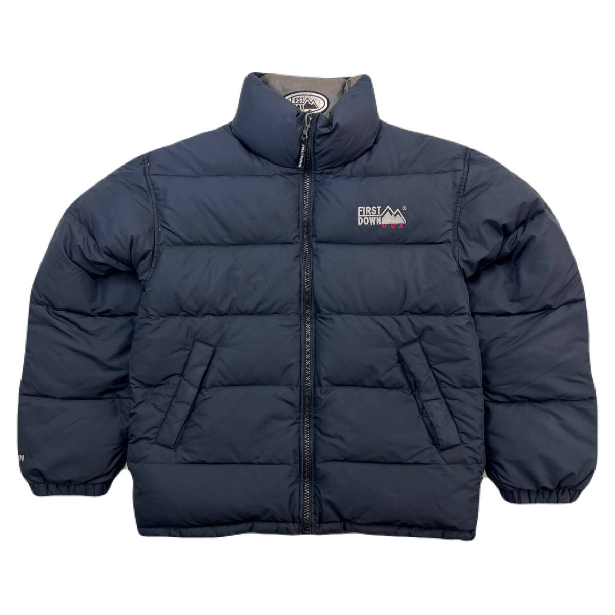 ファーストダウン ダウンジャケット ブラック グレー リバーシブル 超厚手 防寒 メンズ Lサイズ ●BE335拍卖