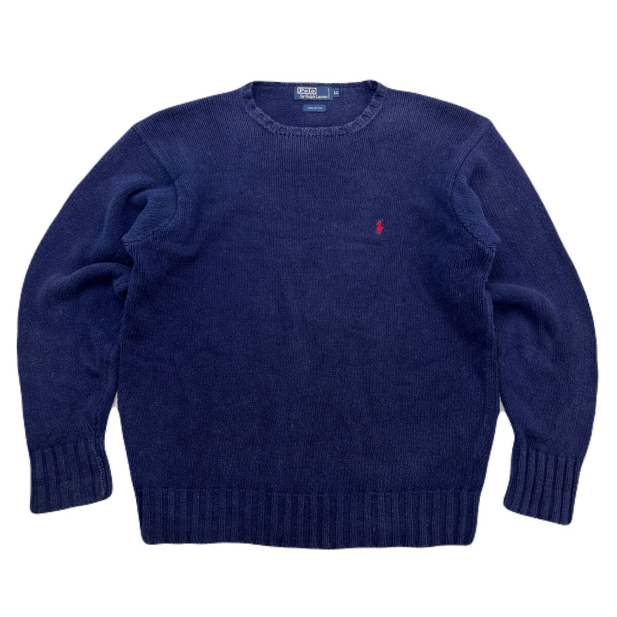 ポロ ラルフローレン コットン ニットセーター ネイビー 紺 Lサイズ ざっくりニット POLO ●BJ283拍卖