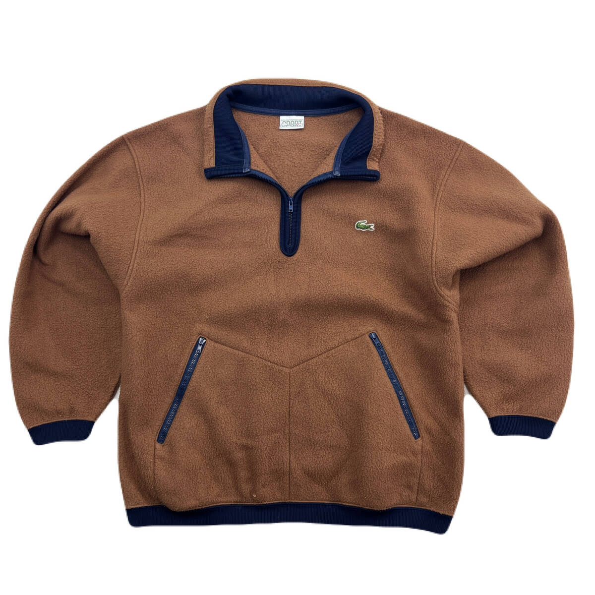 ラコステ フリースジャケット プルオーバー ハーフジップ ブラウン メンズ 4サイズ L相当 ●DB368拍卖