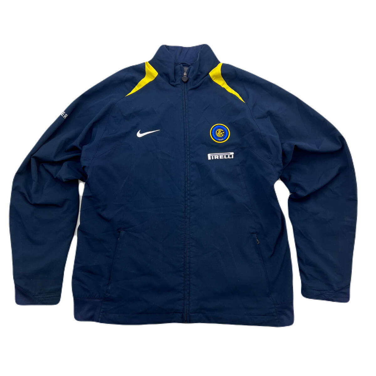 ナイキ インテル ナイロンジャケット 03-04頃 ネイビー イエロー メンズ Mサイズ ウィンドブレーカー ●ED344拍卖