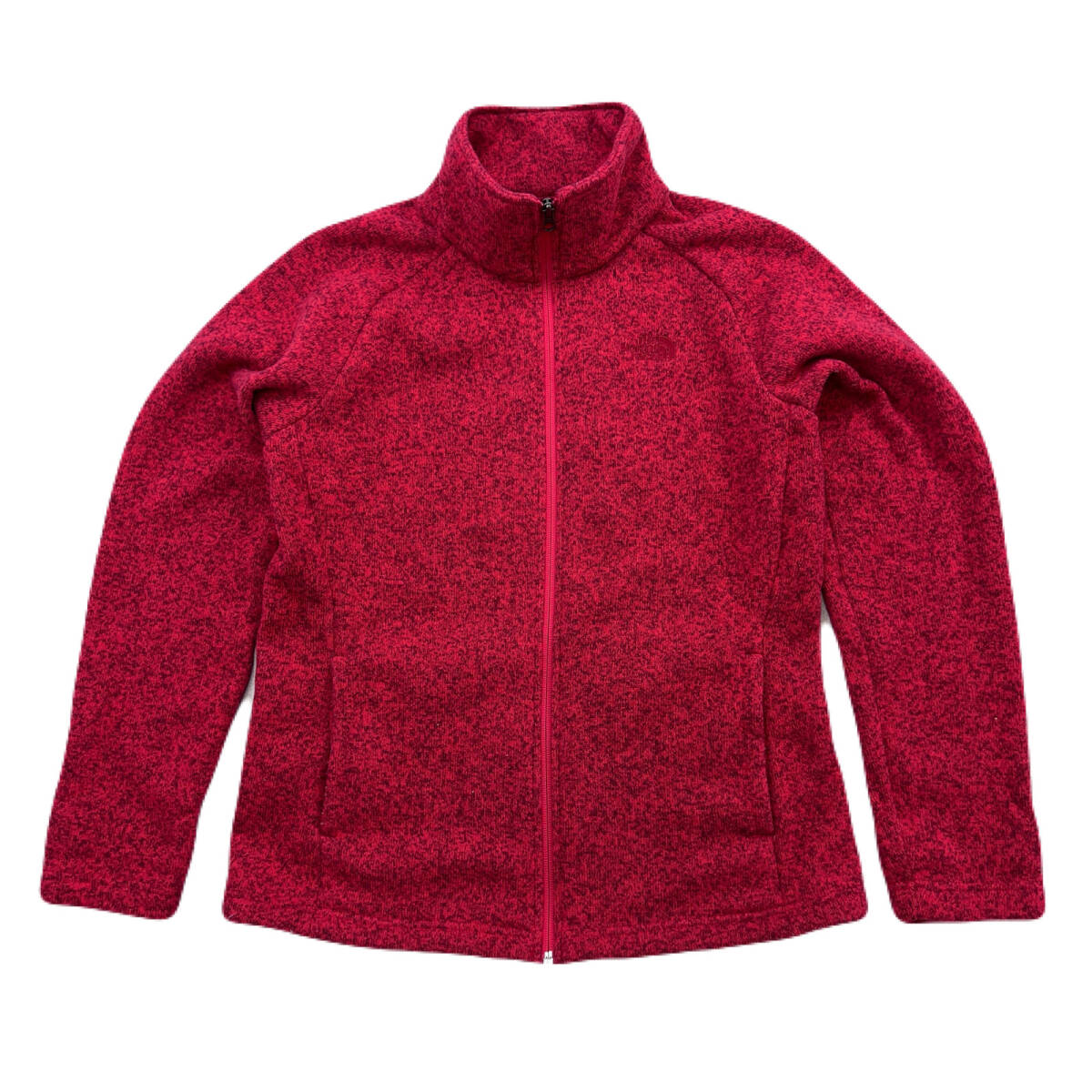 ノースフェイス フリースジャケット レッド レディース Mサイズ 正規 ジップアップ NORTH FACE ●FE353拍卖