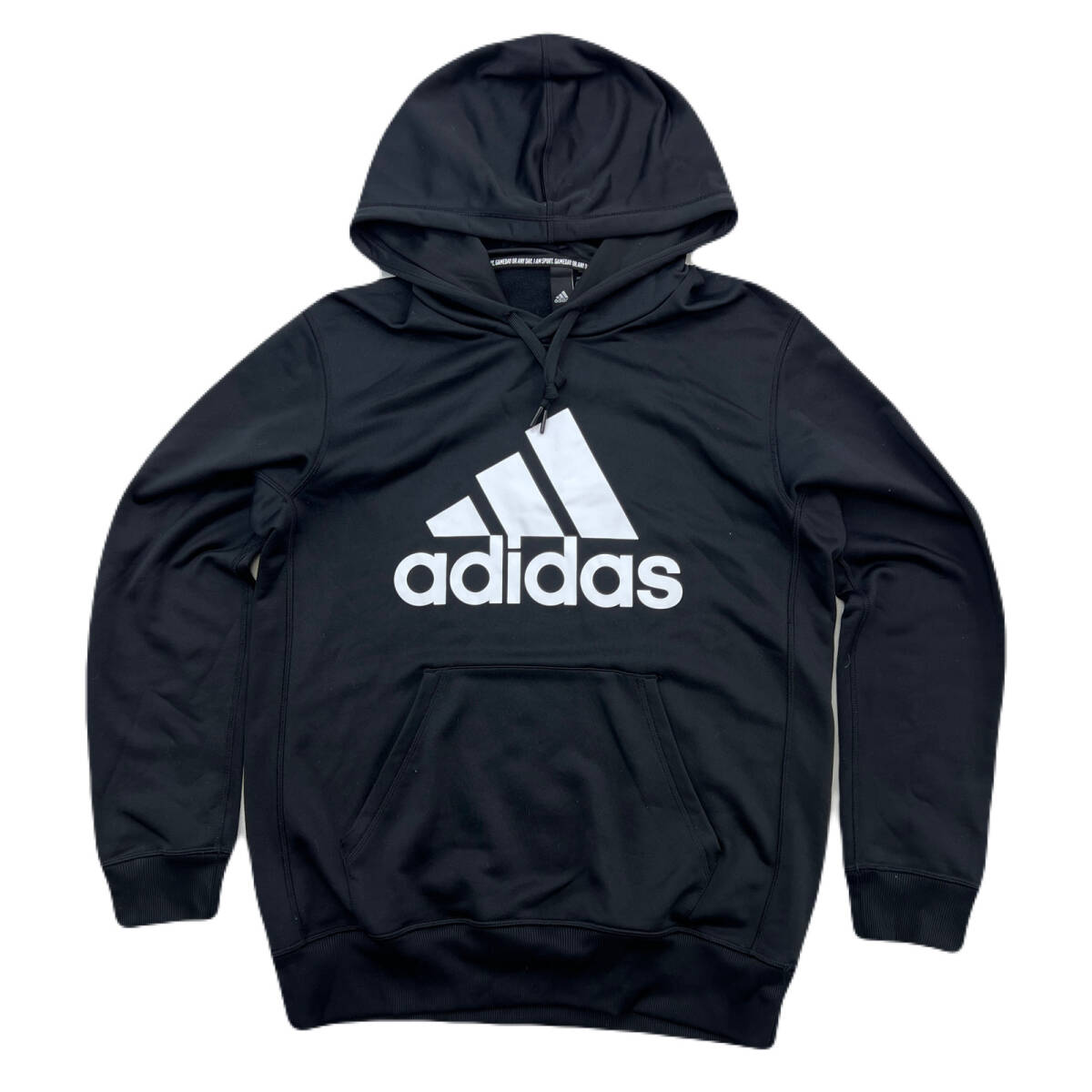 アディダス スウェット パーカー ブラック 胸ロゴ きれいめ スポーティ メンズ Lサイズ ●FE350拍卖