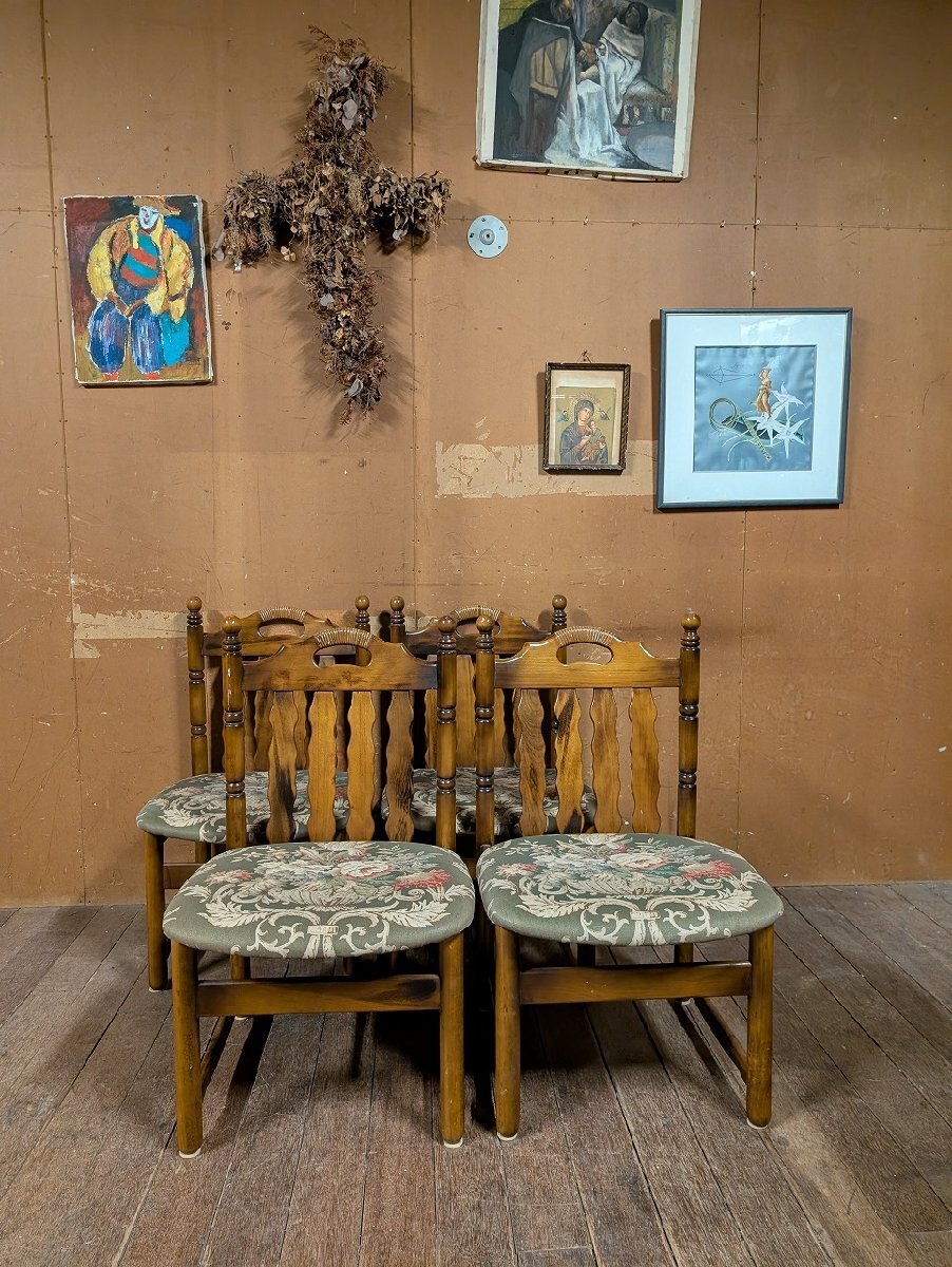 オールドカリモク karimoku ダイニングチェア 4脚セット/ビンテージ ヴィンテージ アンティーク 椅子拍卖