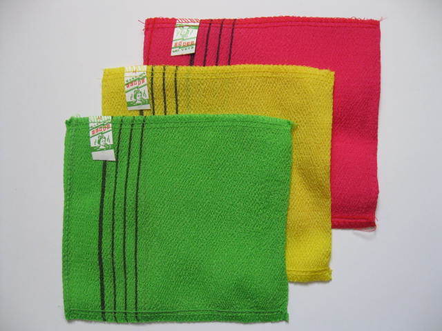 送料140円◆本場 韓国製!! あかすり タオル 3枚セット◆汗蒸幕 アジュンマ が使う昔ながらの 垢すり 定番商品!! 3色◆韓国 ソウル拍卖