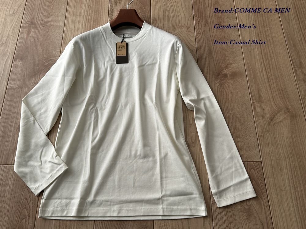 新品訳有り COMME CA MEN コムサメン 日本製 シーアイランドコットン スムース シルケットTシャツ 01白 Mサイズ 40TI04 定価19,800円拍卖