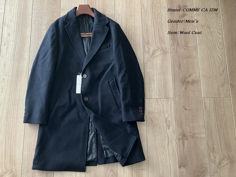 新品 COMME CA ISM MEN ウール ポリエステル ショートビーバー チェスター コート 05ブラック Lサイズ 99WA50 定価22,000円拍卖