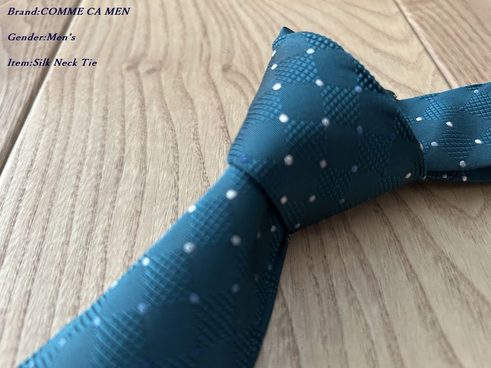 新品 COMME CA MEN コムサメン【Japan Made】市松ドットレギュラーネクタイ 21グリーン 66NG03 定価13,200円拍卖