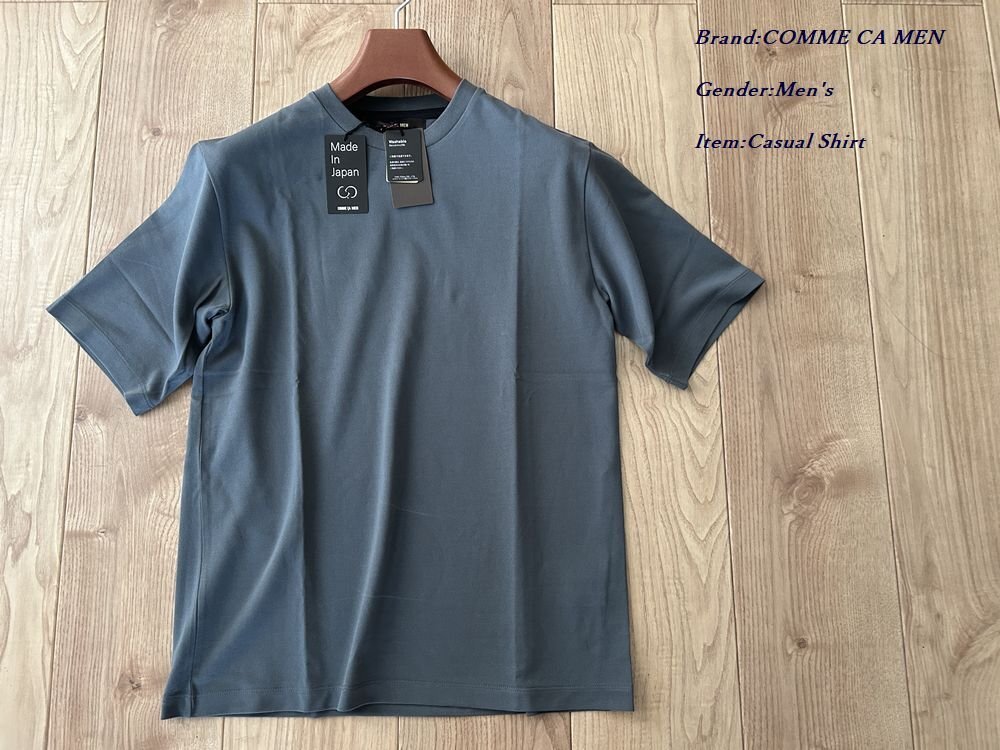 新品訳有り COMME CA MEN コムサメン 日本製 和紙天竺 Tシャツ 08チャコールグレー Lサイズ 42TK06 定価17,600円拍卖