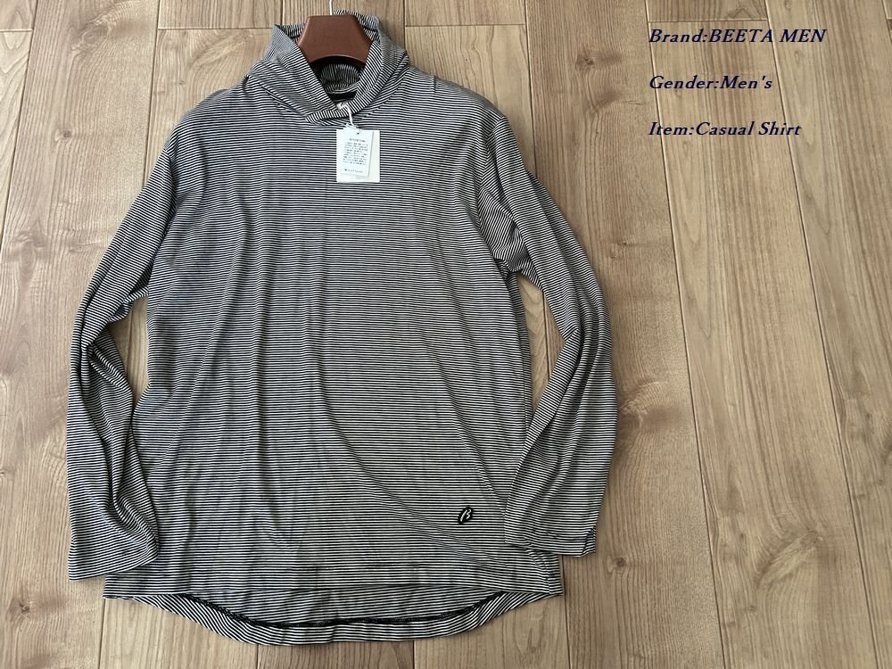 新品 COMME CA BEETA MEN ベータメン 日本製 ラグウォーム ボーダーパーカー 01ホワイト Lサイズ 27CE03 定価20,900円拍卖