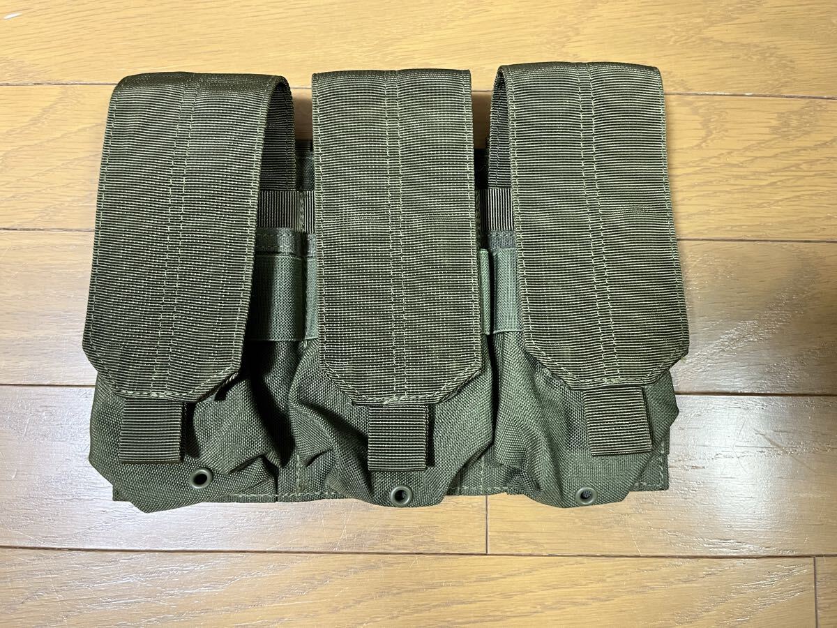 中古 M4 3連 マガジン ポーチ OD オリーブドラブ ナイロン サバゲー 装備 ミリタリー拍卖