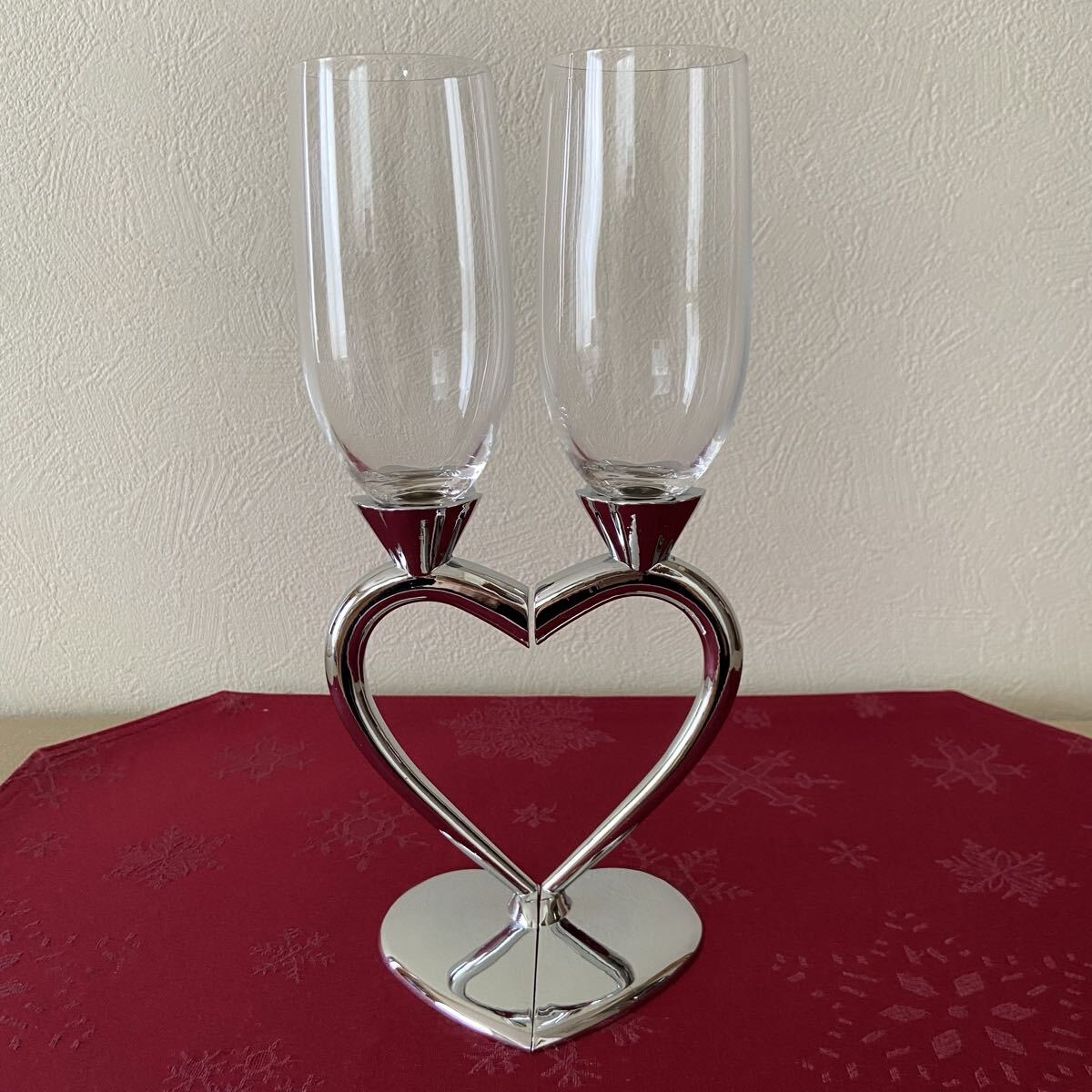 シャンパングラス ペア ハート ワイングラス クリスタルアート クリスマス 箱あり拍卖