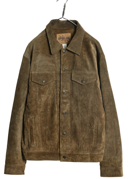 00s オールド ギャップ 本革 スウェード レザー トラッカー ジャケット メンズ L / 70506 タイプ 革ジャン ブルゾン ジャンパー 4ポケット拍卖