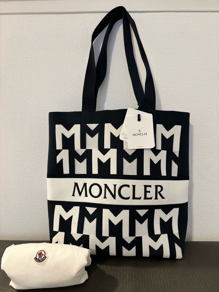 新品 未使用 参考価格11万 モンクレール MONCLER トートバッグ KNIT TOTE BAG モノグラム ロゴ 刺繍 大容量 ユニセックス拍卖