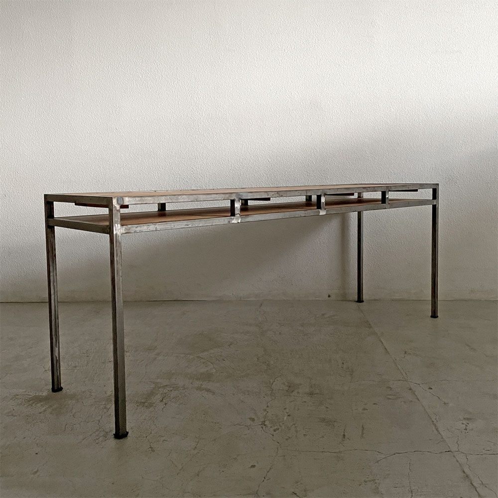 〓 ビンテージスタイル Vintage Style ウッド天板×スチールフレーム コンソールテーブル ワークデスク W190cm インダストリアル拍卖