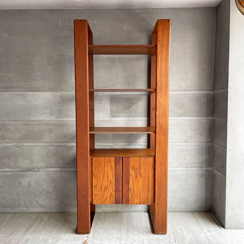 ♪ 木製シェルフ オープンシェルフ ディスプレイラック 飾り棚 収納ボックス付き 観音開き オーク材 クラフト家具拍卖