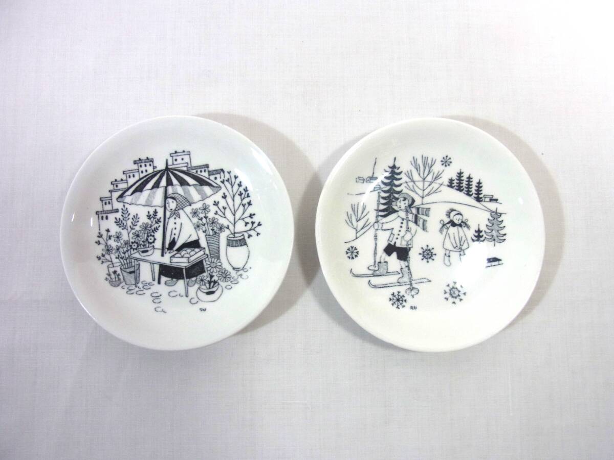 USED ヴィンテージ ARABIA アラビア 豆皿 飾り皿 ミニトレイ 2点 難有 / 北欧雑貨 テーブルウェア拍卖